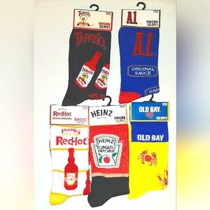 Heinz, A1, Tapatio, Frank's RedHot, and Old Bay Novelty Socks Unisex NWT